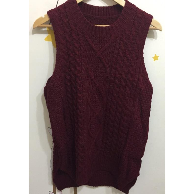 已售出 麻花圓領針織背心長版毛衣 剩綠-細節圖5