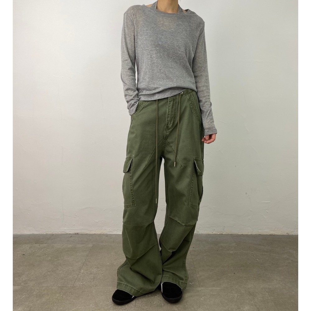 抽繩工裝褲-規格圖5