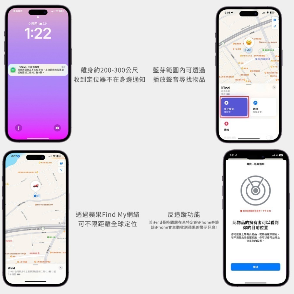 iFind GPS定位器 全球追蹤器 老人 小孩 寵物定位器 物品定位 圓型 ios 蘋果適用-細節圖4