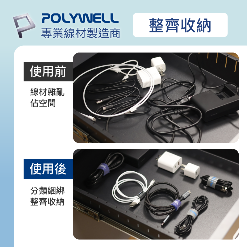 POLYWELL 寶利威爾 魔鬼氈束帶 可DIY自行裁切 2公分寬 適用於整理充電線 電源線 音響線 網路線 魔鬼氈-細節圖5