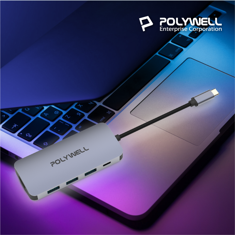 POLYWELL 寶利威爾 USB-C 七合一多功能轉接器 集線器 USB3.0 PD充電 HDMI SD MAC適用-細節圖10
