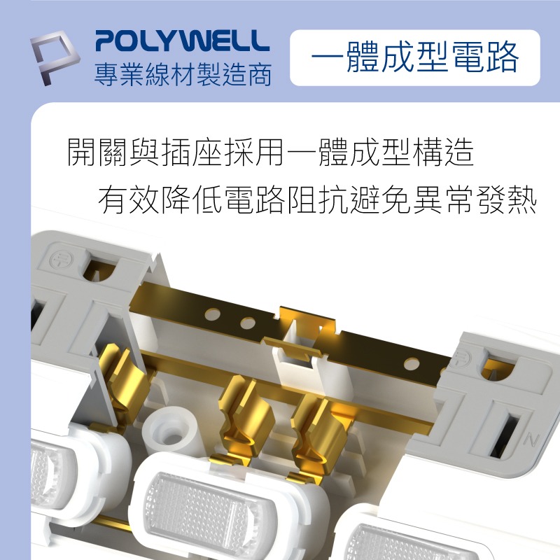 POLYWELL 寶利威爾 電源延長線 3插 4插 6插 插座延長線 過載保護 自動斷電 安規認證 排插 台灣製造MIT-細節圖9