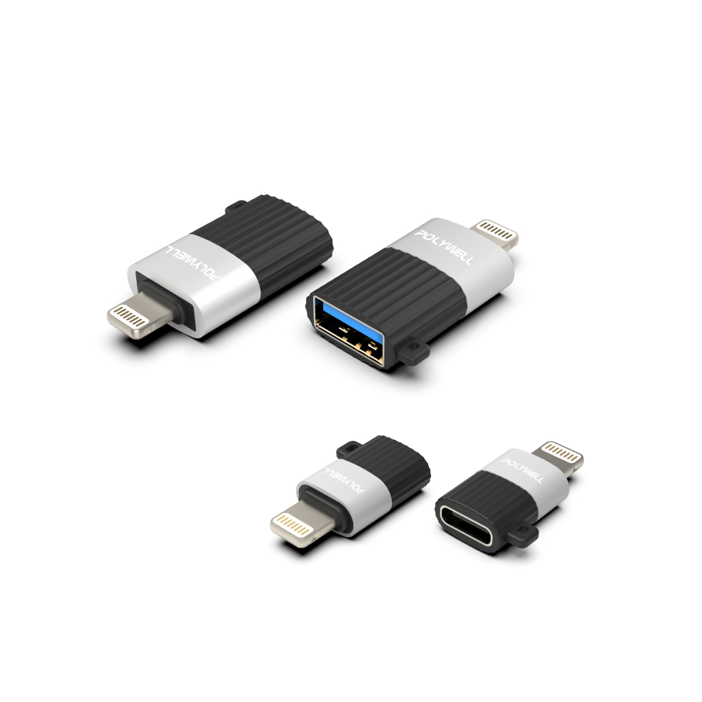 POLYWELL 寶利威爾 蘋果轉接器 Lightning USB-A USB-C 適用iPhone 轉接頭 附防丟吊繩-細節圖2