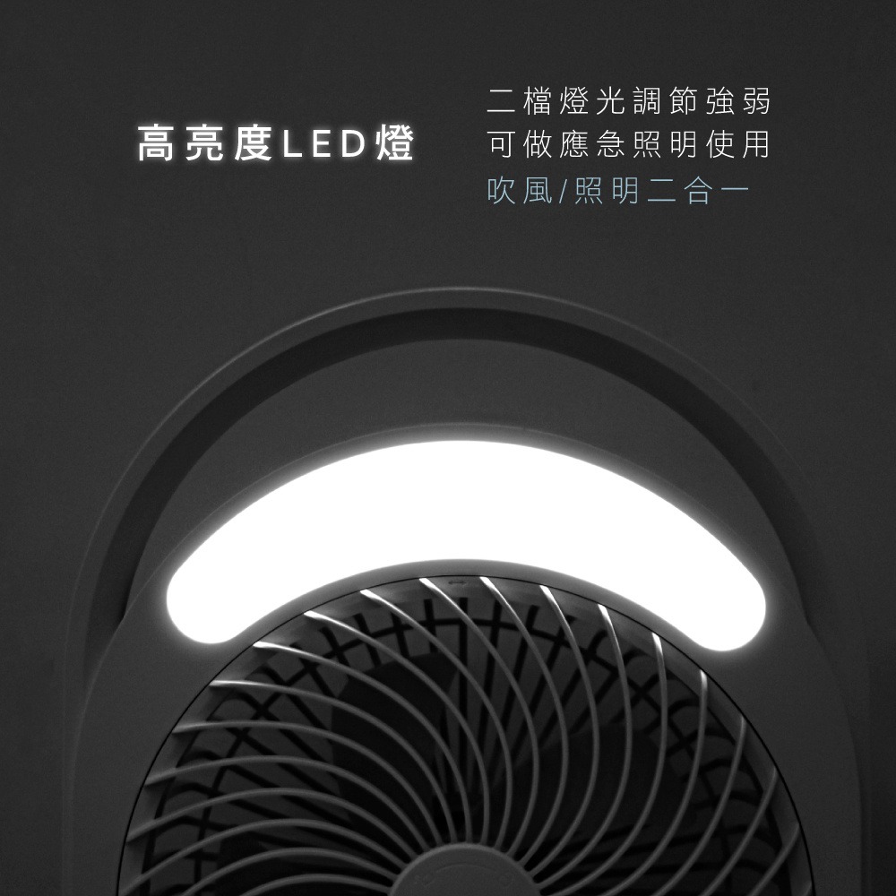 KINYO 耐嘉 桌立兩用充電風扇 UF-890 LED燈照明設計 超長續航 便攜 USB充電 適合戶外 釣魚 露營-細節圖9