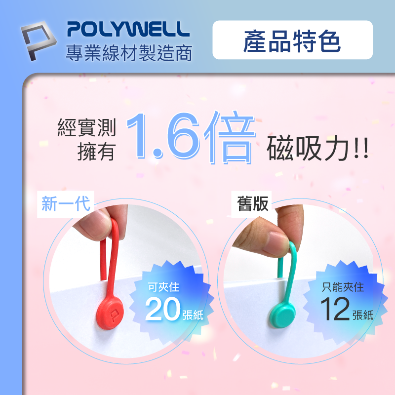 POLYWELL 寶利威爾 磁吸式理線器 整線 捲線 繞線 綁線 固定 適用手機充電線 耳機線收納 收納-細節圖5