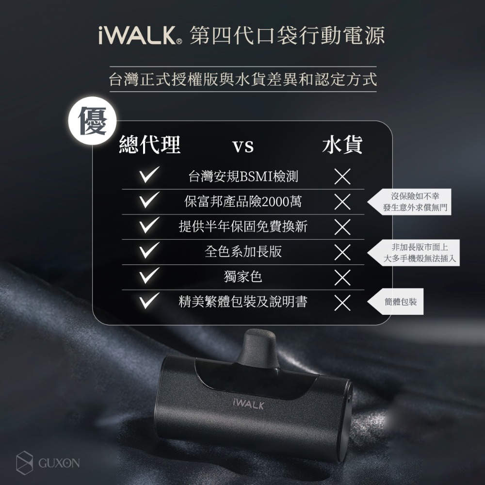 iWALK 4代 直插式行動電源 加長版 輕小 行動電源 充電寶 移動電源 口袋電源 迷你行動充 BSMI認證 星鑽版-細節圖4