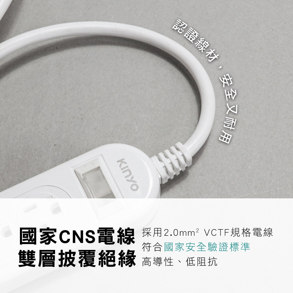 KINYO 1開3插+3孔USB 延長線 CGU-313 6尺 9尺 1.8米 2.7米 過載斷電保護 快充 延長線-細節圖7