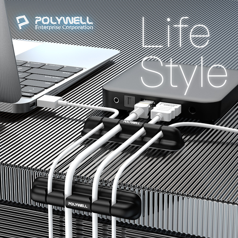 POLYWELL/寶利威爾/矽膠集線器/桌上型理線器/4孔/6孔/自帶3M背膠/適用直徑7mm以下線材/方便整理-細節圖11