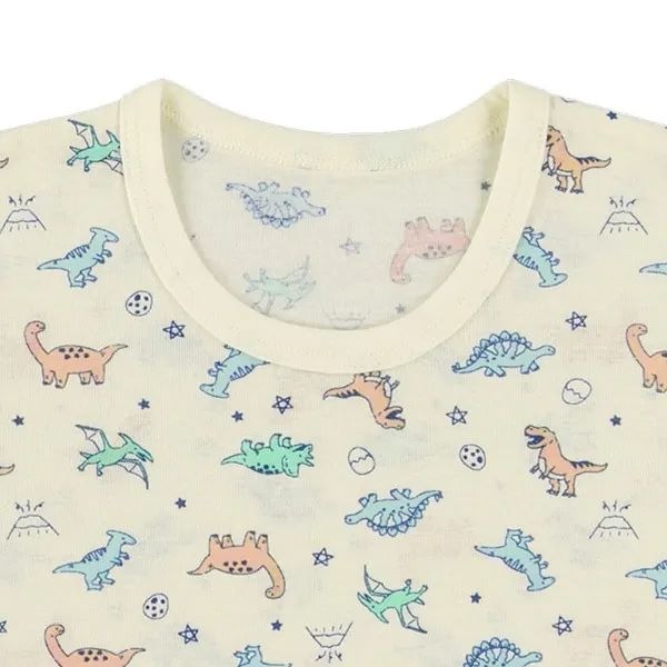 MIA日本代購西松屋 兒童內搭 短袖內衣 居家服 居家內衣 內搭 短袖上衣 男童短袖上衣 短袖三件組 車車上衣 恐龍上衣-細節圖2