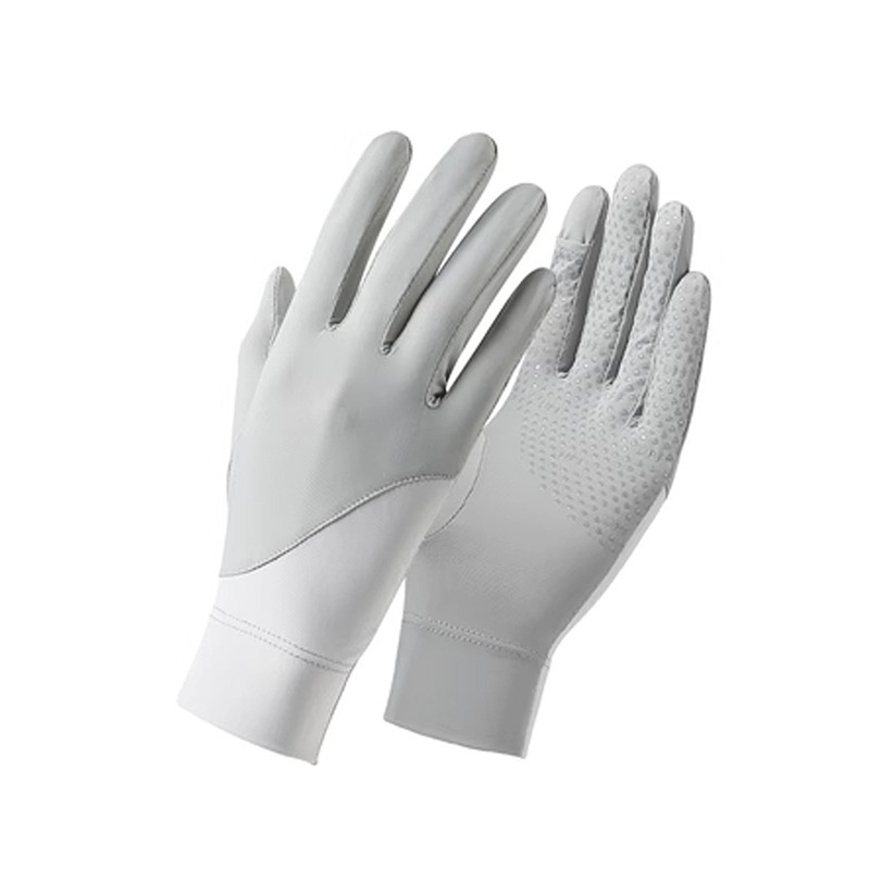 涼感 配色 手套 薄款 防晒 紫外線 防滑 自行車 開車 騎車 觸控 露指 冰絲 親膚 手套 共三色-細節圖6