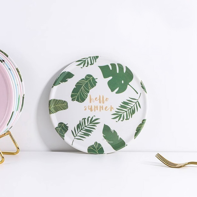 北歐風 圓型 餐墊 塑膠盤 甜點 餐盤 盤子 拍照素材 美耐皿 收納 松木架 & 隔熱墊 - 多色可選-細節圖5