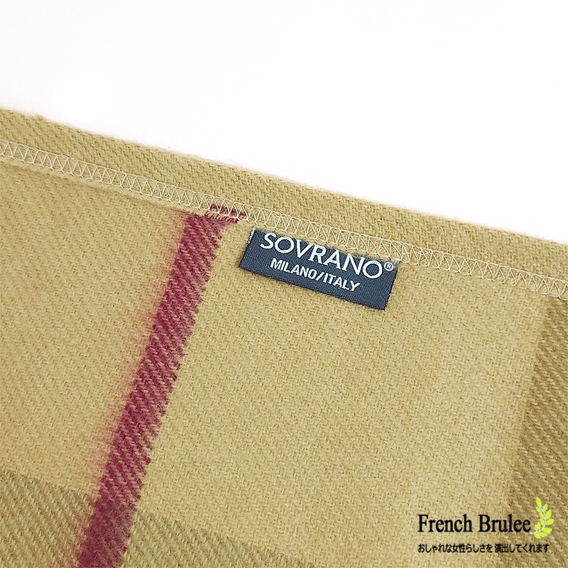 義大利 SOVRANO 羊毛 格紋 口袋 雙面 兩穿 保暖 圍巾 / 披肩  - 駝、深灰、黑色-細節圖8