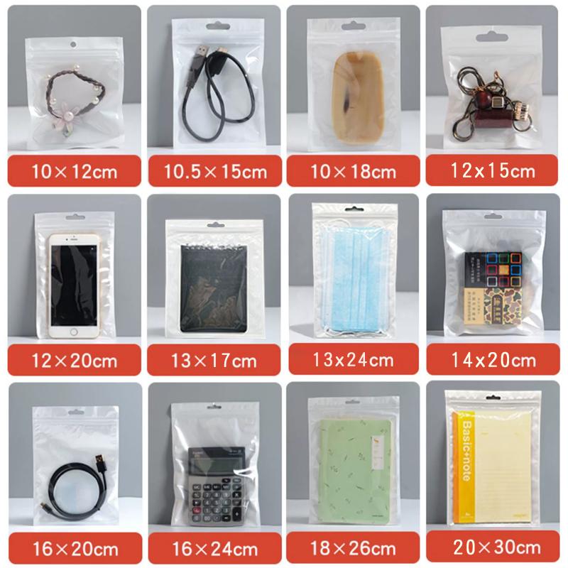 白色 珠光袋 夾鏈袋 手機殼 拉鍊袋 禮品袋 自封袋 耳環 飾品袋 珠光膜 包裝袋 - 100個/包 12絲-細節圖6