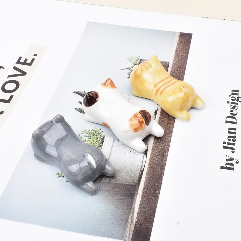 日式 療癒 立體 貓咪 陶瓷 筷架 花貓 造型 筷子托架 貓咪 筷子 餐具 貓 筷子架 筷托 - 共六款-細節圖6