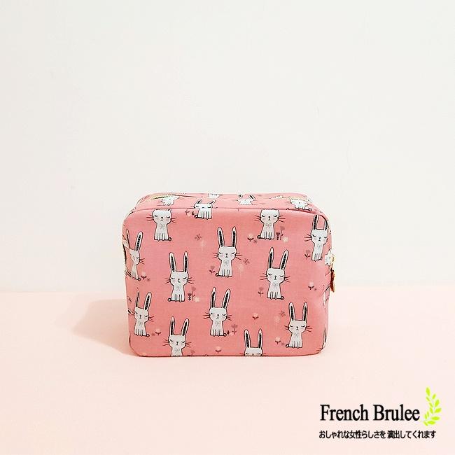 【Dolly club】韓國布料 方型 立體 收納 化妝包 防水 拉鍊 方塊 隨身包 - 西瓜紅-細節圖3