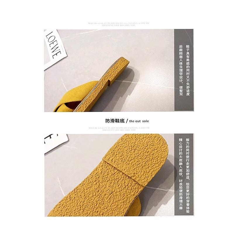 ❤ 韓系 簡約 交叉 絨面 牛筋 軟底 平跟 拖鞋 / 涼鞋 - 35~39號 偏小版 共四色-細節圖7