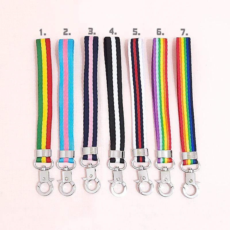 簡約 配色 條紋 包包 鑰匙扣 手機吊繩 金屬 問號 扣環 多用途 手腕帶 手拿帶 掛繩 - 7色-細節圖3