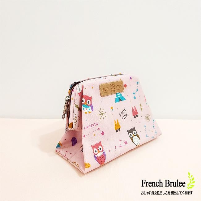 【 Dolly Club】 貓頭鷹 許願星空 立體 大開口 防水 拉鍊 化妝包 (小) - 淺藍色、粉色-細節圖2