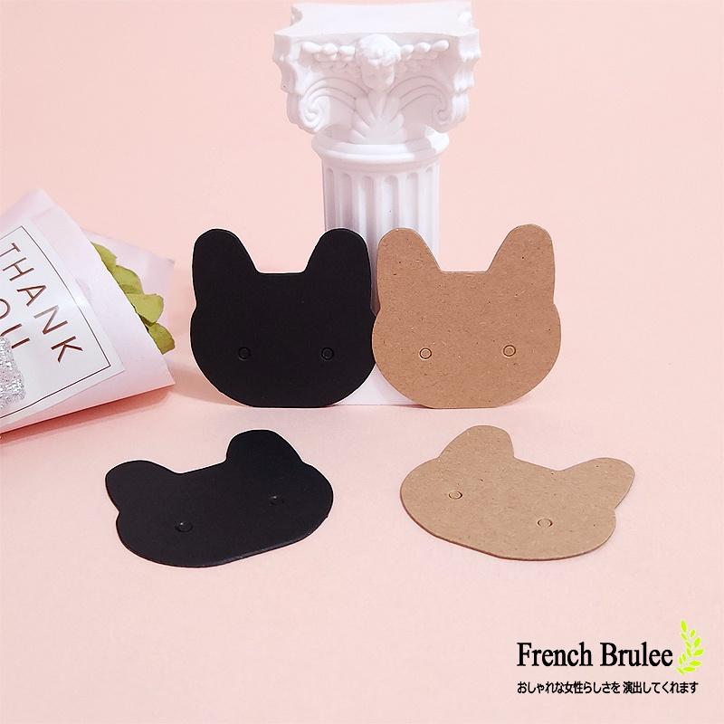 💍 韓系 ins 超可愛 貓咪 造型 牛皮紙 耳環卡 飾品卡 吊卡 / 吊牌 - 黑色、棕色-細節圖2
