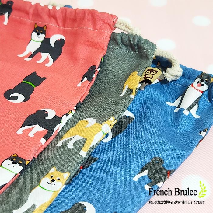 超Q 小柴犬 棉麻 束口袋 有內裏 收納袋 (大) Dolly club 西瓜紅、藍色、墨綠色 -現貨-細節圖3