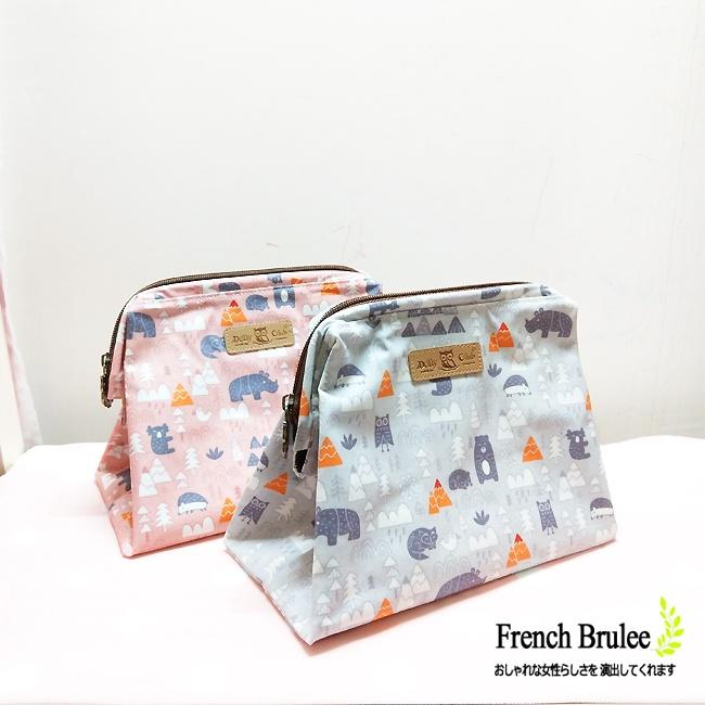 【 Dolly Club】 韓國布料 動物園 大開口 立體 防水 拉鍊 軟布款 / 化妝包 (大)-細節圖3