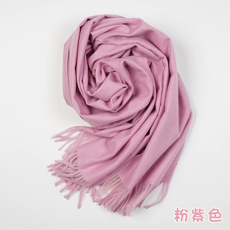 SKY Cashmere 保暖 親膚 素面 羊駝絨 圍巾 - 淺可可、藍色、紅色、深粉、藕粉、薑黃、淡粉-細節圖2