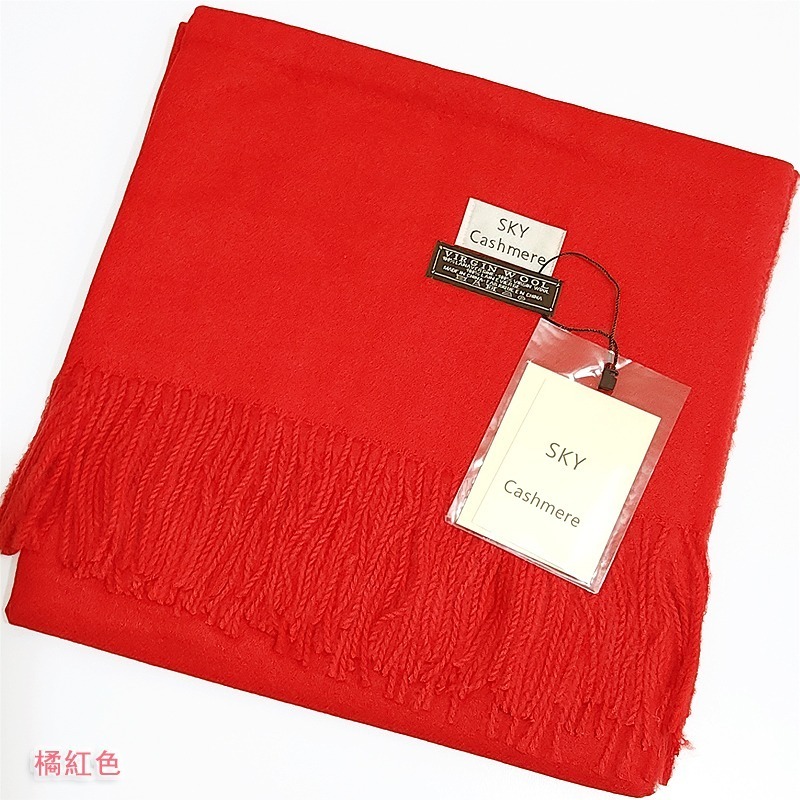 SKY Cashmere 保暖 親膚 素面 羊駝絨 圍巾 - 淺可可、藍色、紅色、深粉、藕粉、薑黃、淡粉-細節圖6