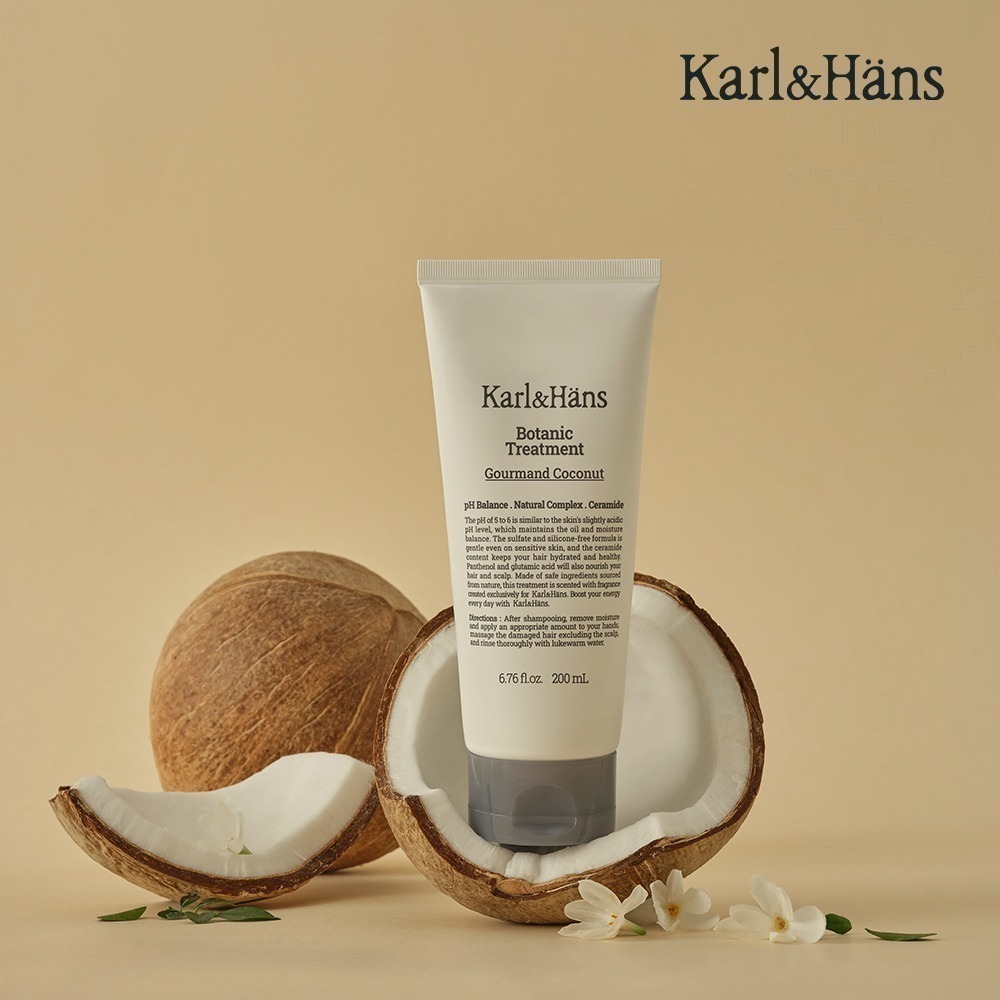 Karl&Hans 卡爾漢斯 植萃精油護髮素 可口椰子 200ml(韓國/弱酸性配方/平衡皮脂水分)-細節圖3