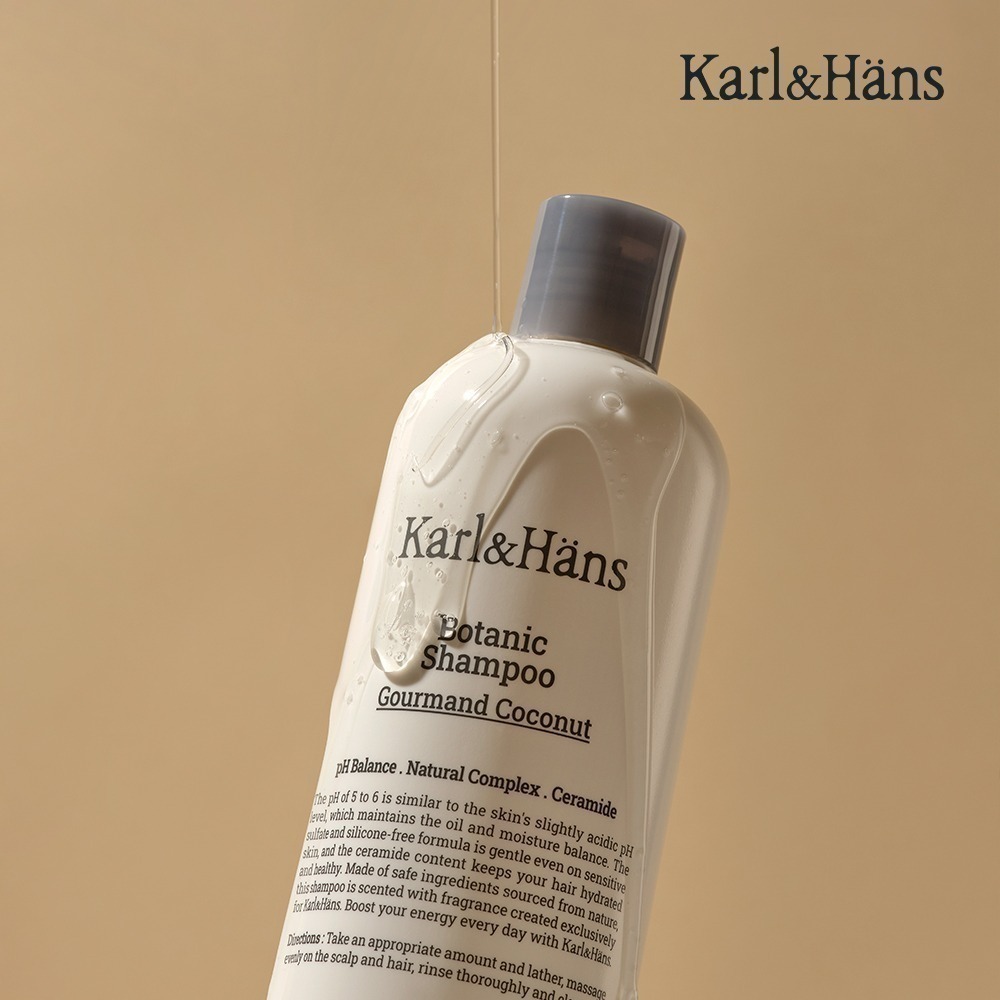 Karl&Hans 卡爾漢斯 植萃精油洗髮露 可口椰子 390ml(韓國/弱酸性配方/平衡皮脂水分)-細節圖2