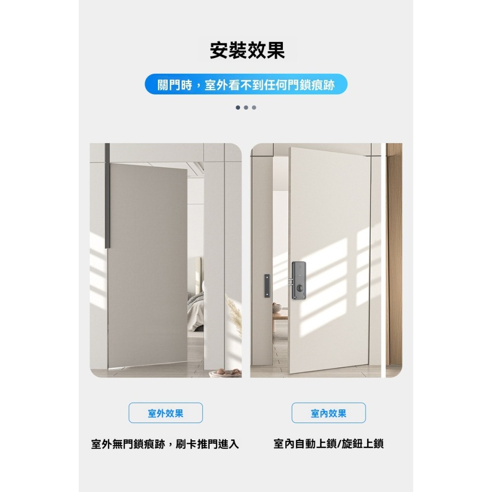 【皮果拾光】免鑽孔免佈線隱形智慧感應房門鎖 電子房門鎖 無線房門鎖-細節圖3