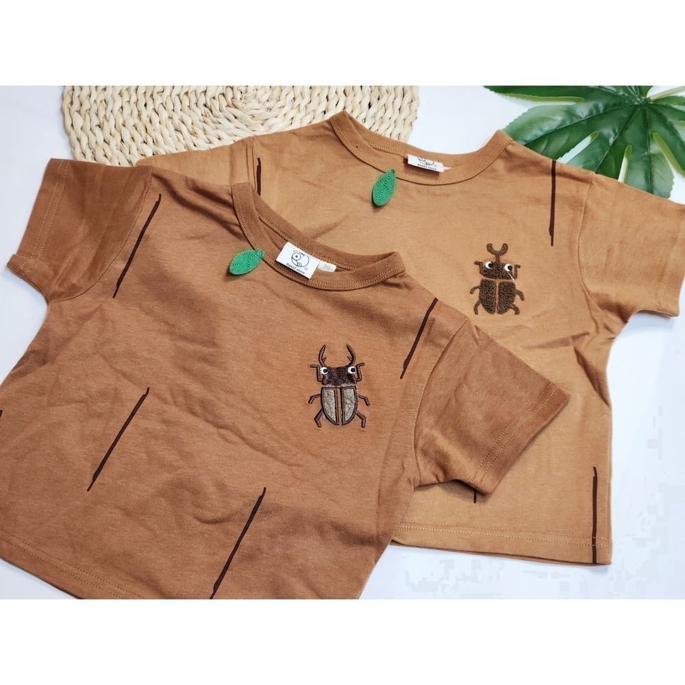 rakkimore 獨角仙童裝 鍬形蟲童裝 日系童裝 甲蟲夏日短袖上衣 尺寸90~130-細節圖3