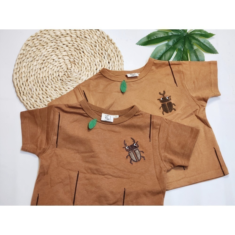 rakkimore 獨角仙童裝 鍬形蟲童裝 日系童裝 甲蟲夏日短袖上衣 尺寸90~130-細節圖4