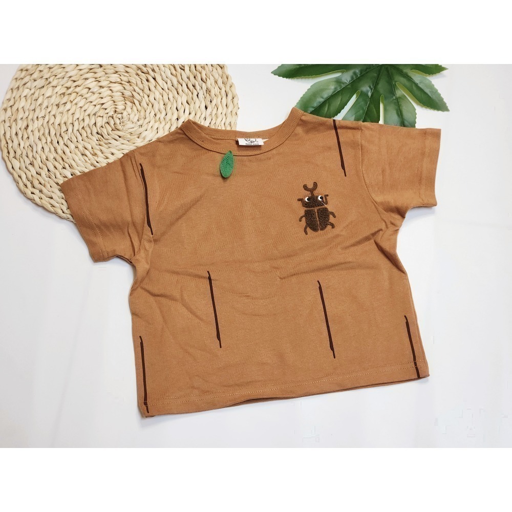 rakkimore 獨角仙童裝 鍬形蟲童裝 日系童裝 甲蟲夏日短袖上衣 尺寸90~130-規格圖4