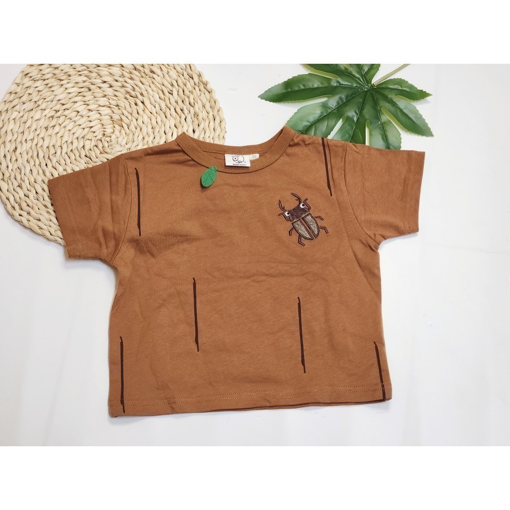 rakkimore 獨角仙童裝 鍬形蟲童裝 日系童裝 甲蟲夏日短袖上衣 尺寸90~130-規格圖4