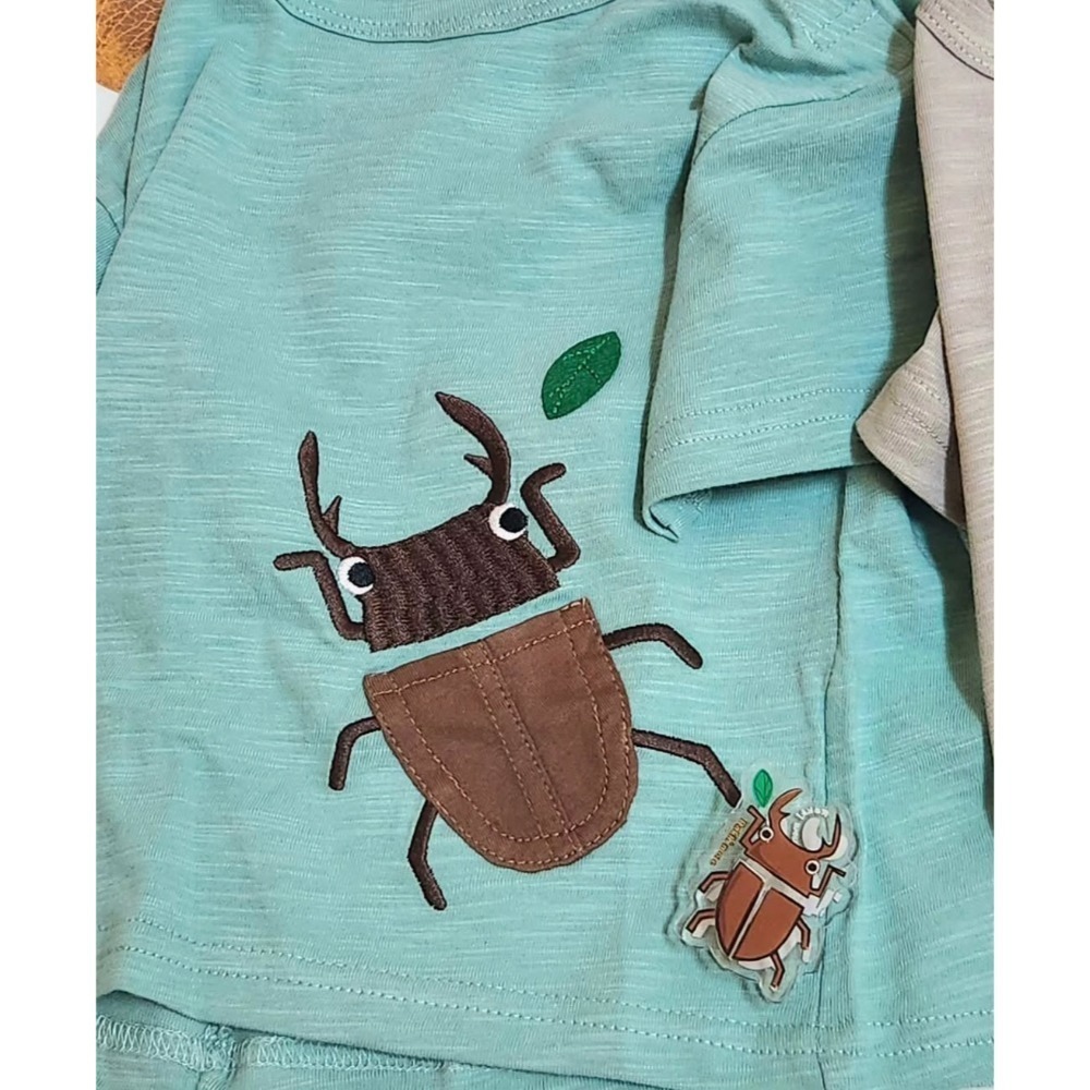 日系童裝2025夏季新款Rakki More 甲蟲系列兒童短袖上衣 鍬形蟲款-細節圖2