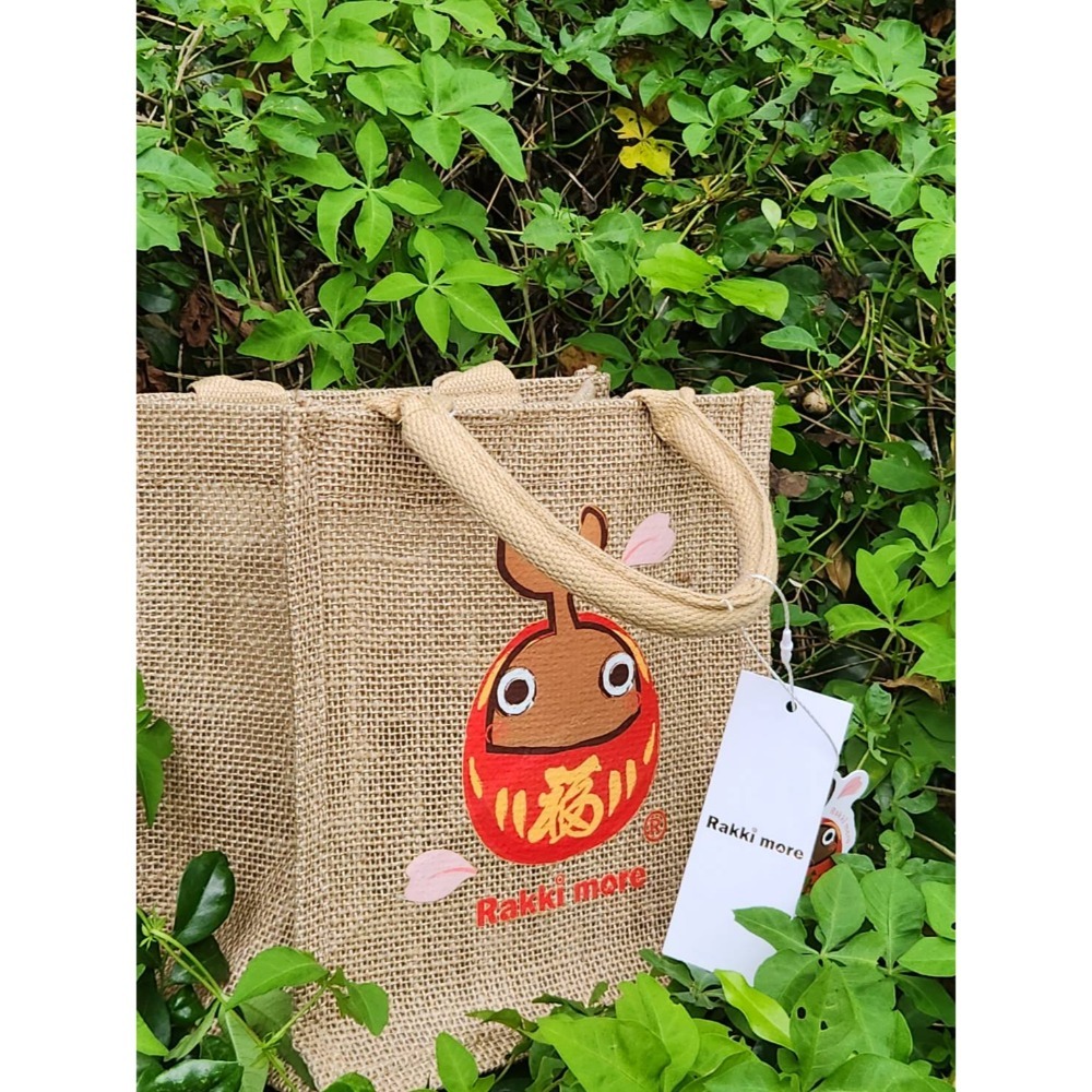 Rakki more 甲蟲招福達摩款 黃麻外出小包 黃麻環保袋 水杯袋-細節圖2