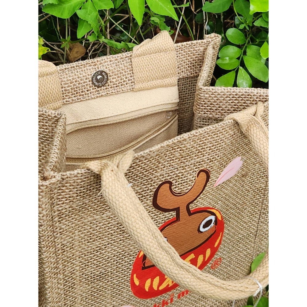 Rakki more 甲蟲招福達摩款 黃麻外出小包 黃麻環保袋 水杯袋-細節圖5