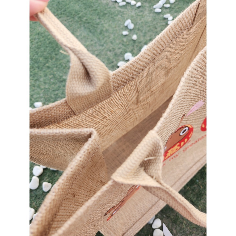 臺灣原創品牌 Rakki More 甲蟲達摩 黃麻手提袋（大）-細節圖3