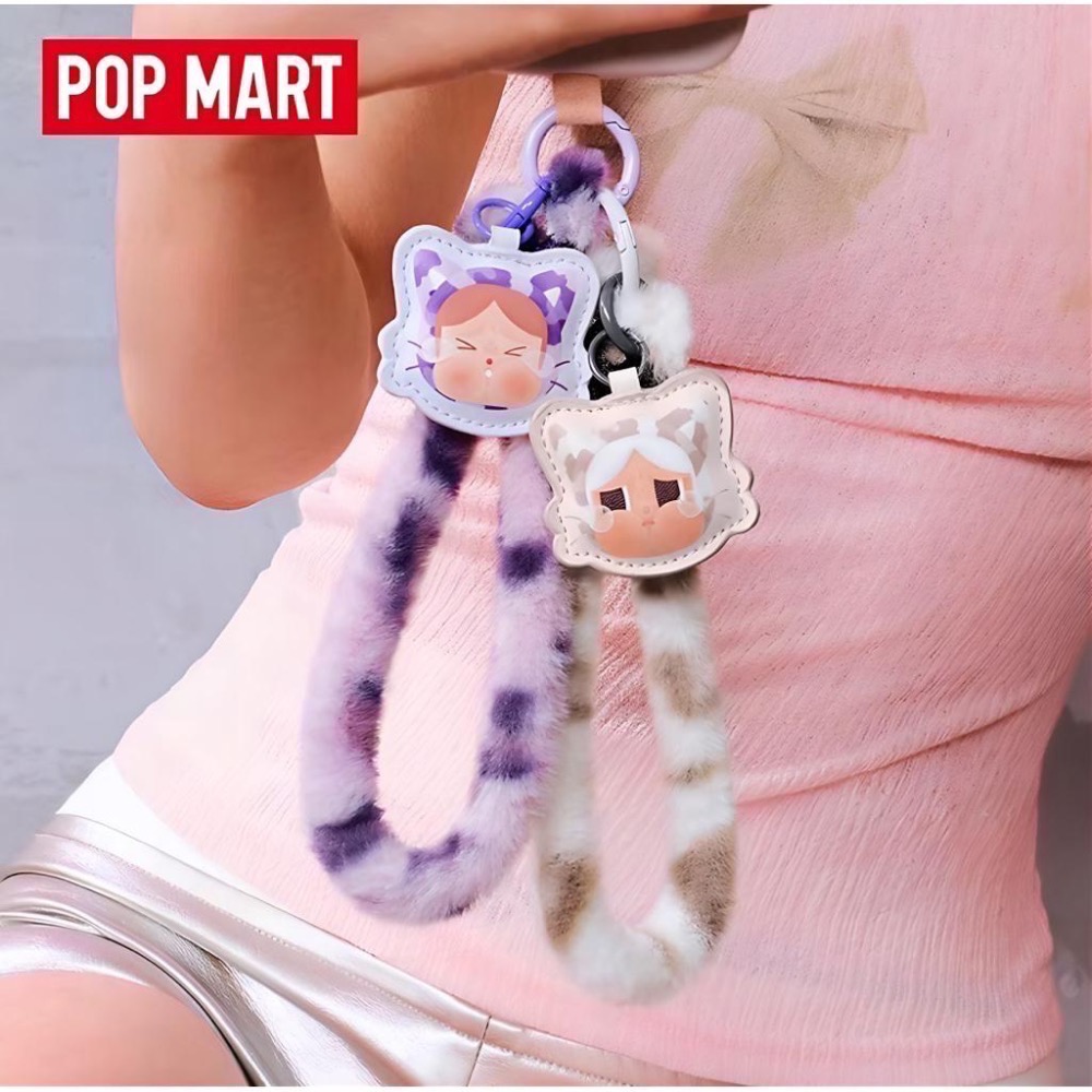 《現貨》 popmart 泡泡瑪特 CRYBABY 豹豹貓貓系列 - 手機掛繩盲盒 確認款 隱藏款-細節圖2