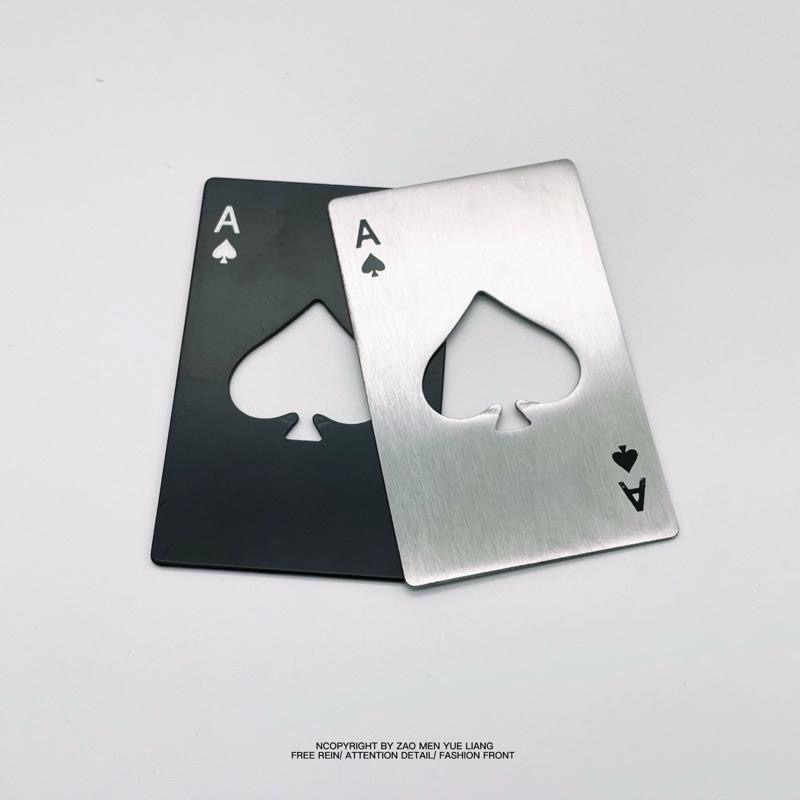 《出清秒殺》啤酒開瓶器 創意 不鏽鋼 黑桃A 撲克牌 個性金屬開瓶器（現貨秒發）-細節圖2