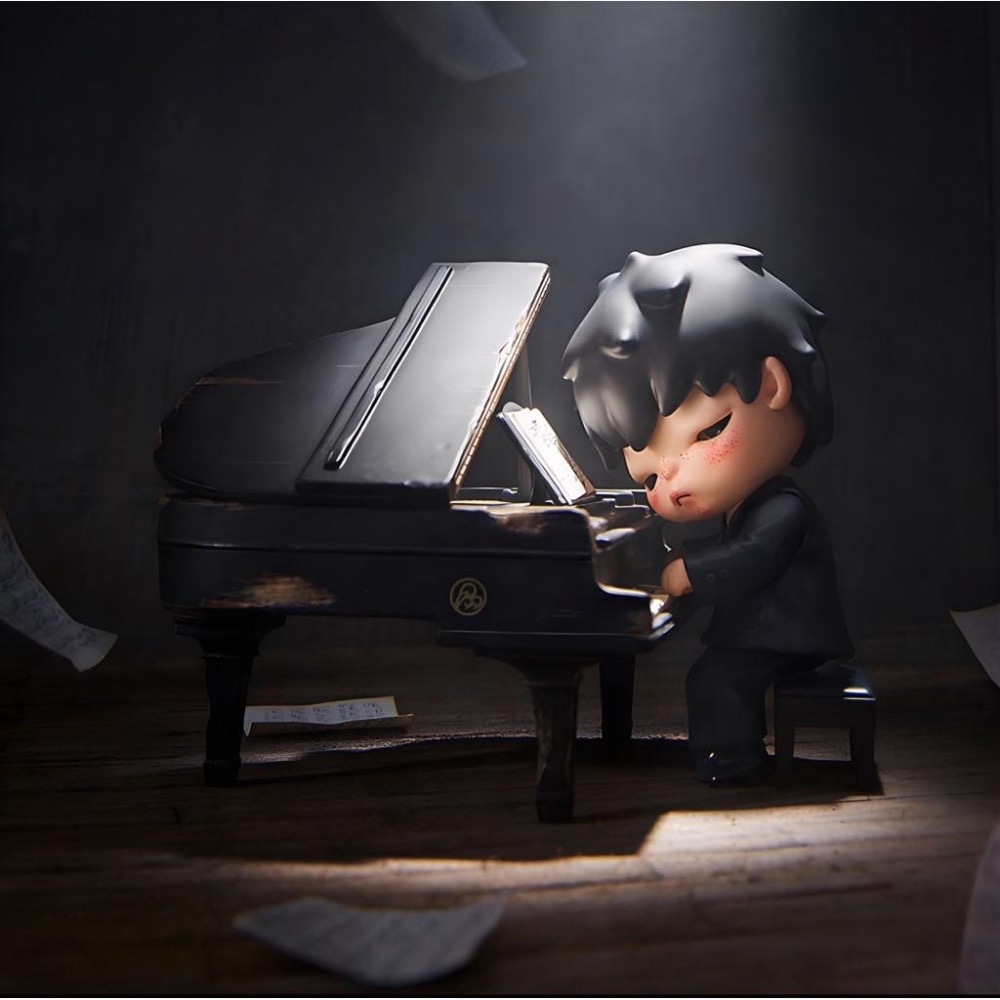 《現貨》popmart 泡泡瑪特 小野 Hirono 鋼琴師 手辦-細節圖2