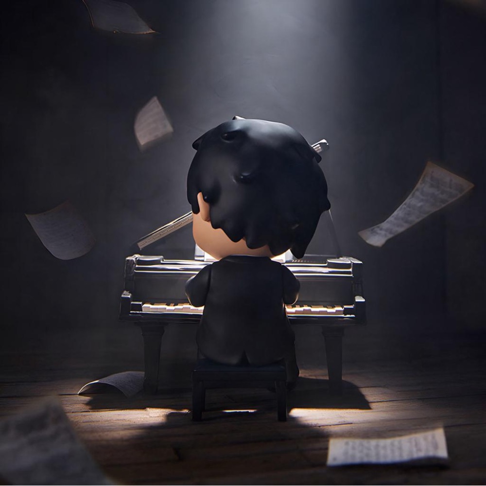 《現貨》popmart 泡泡瑪特 小野 Hirono 鋼琴師 手辦-細節圖3