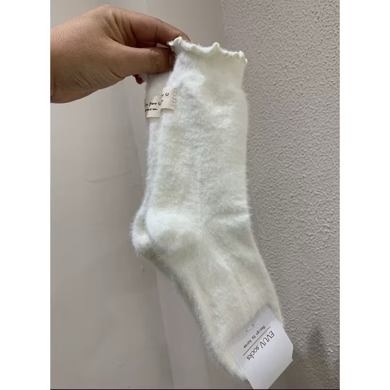 毛毛保暖波浪木耳女襪-規格圖1