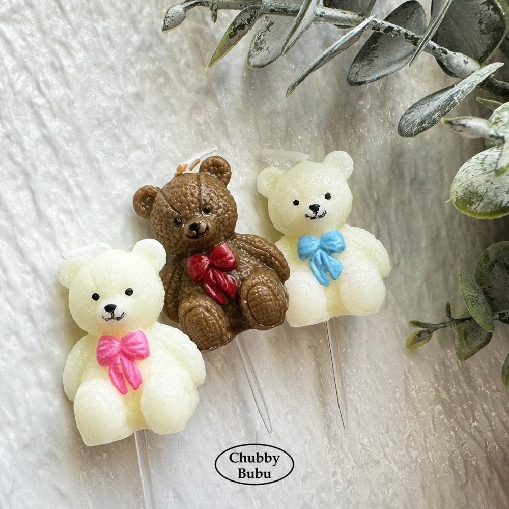 升級版毛線小熊蠟燭🐻 泰迪熊生日蠟燭 熊熊蠟燭 彌月寶寶蠟燭 情人節蠟燭-細節圖2