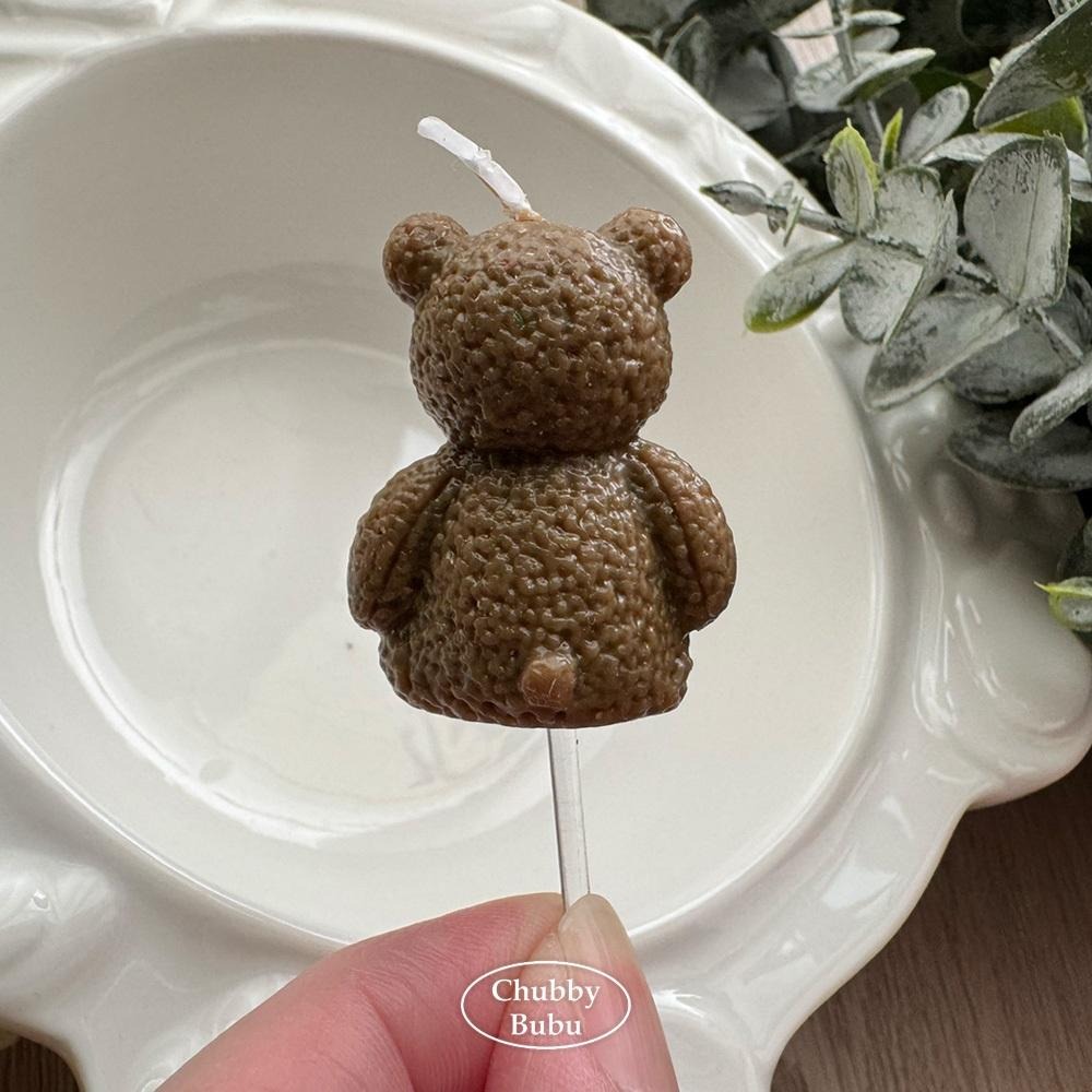 升級版毛線小熊蠟燭🐻 泰迪熊生日蠟燭 熊熊蠟燭 彌月寶寶蠟燭 情人節蠟燭-細節圖3