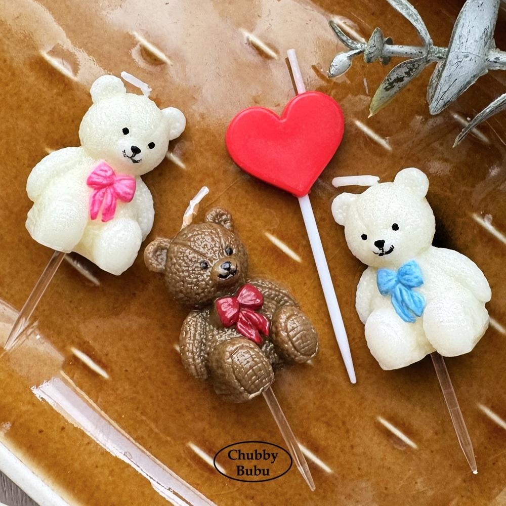升級版毛線小熊蠟燭🐻 泰迪熊生日蠟燭 熊熊蠟燭 彌月寶寶蠟燭 情人節蠟燭-細節圖4