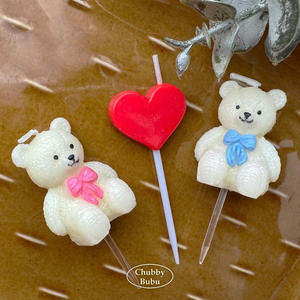 升級版毛線小熊蠟燭🐻 泰迪熊生日蠟燭 熊熊蠟燭 彌月寶寶蠟燭 情人節蠟燭-細節圖5