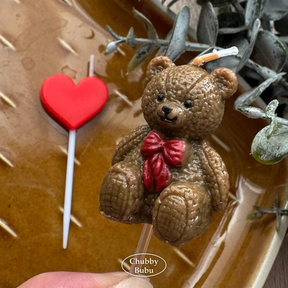 升級版毛線小熊蠟燭🐻 泰迪熊生日蠟燭 熊熊蠟燭 彌月寶寶蠟燭 情人節蠟燭-細節圖6