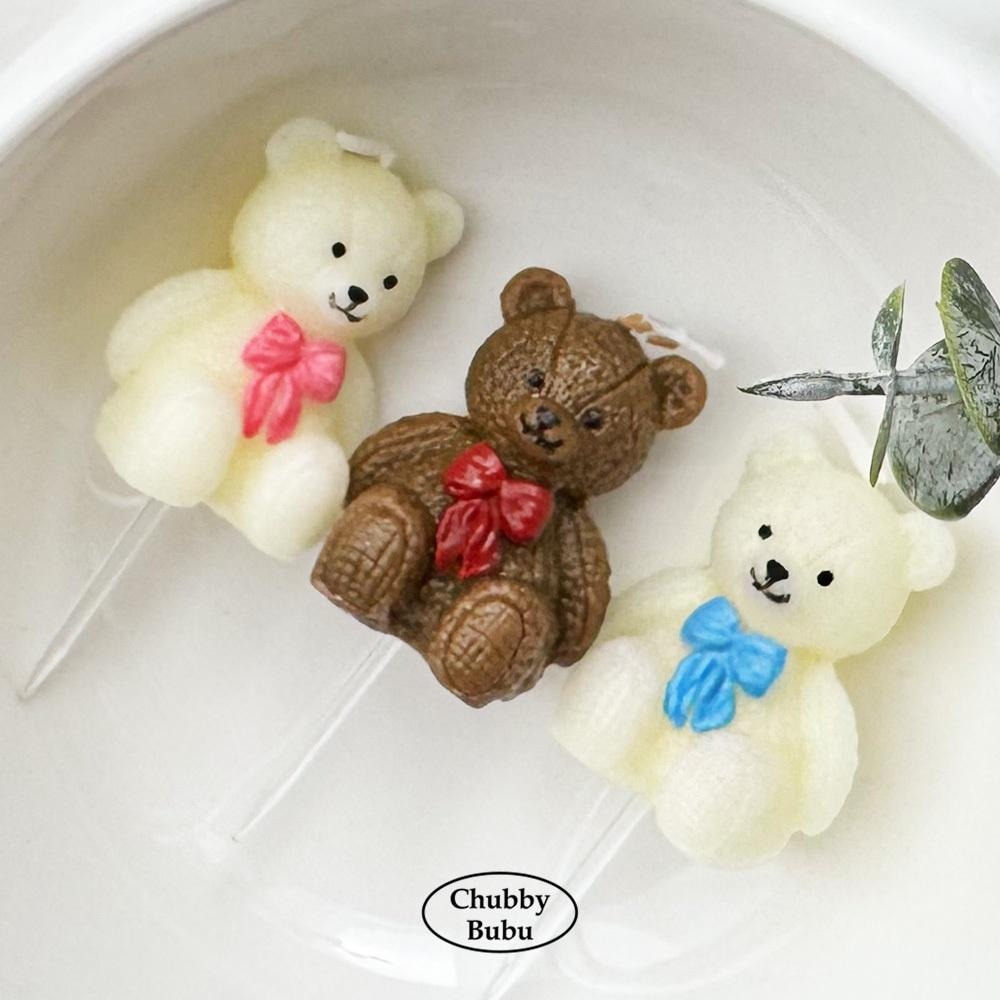 升級版毛線小熊蠟燭🐻 泰迪熊生日蠟燭 熊熊蠟燭 彌月寶寶蠟燭 情人節蠟燭-細節圖7