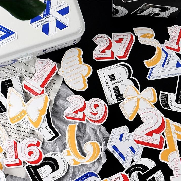 立體主義 設計感字母數字裝飾貼紙 貼紙包（一包30張）-細節圖2